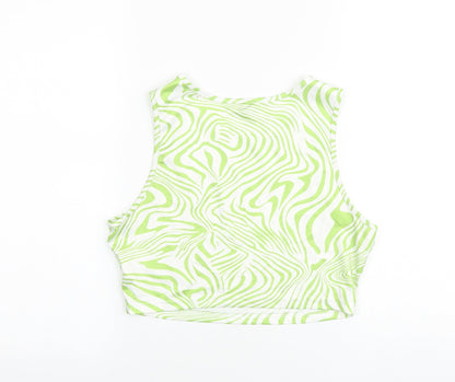 SheIn Womens Green Geometric Polyester Cropped Tank Size M Round Neck