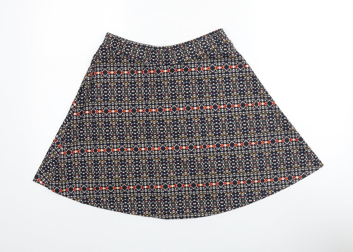 H&M Womens Blue Geometric Cotton Skater Skirt Size S