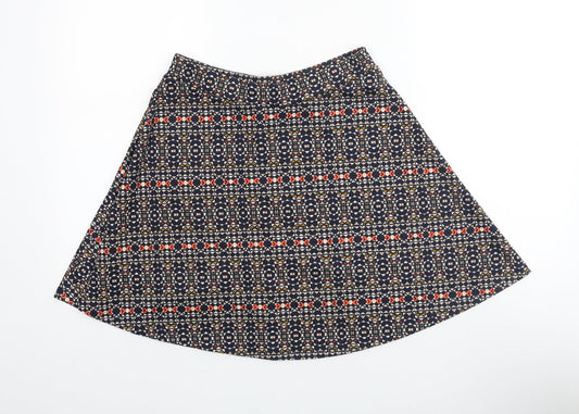 H&M Womens Blue Geometric Cotton Skater Skirt Size S