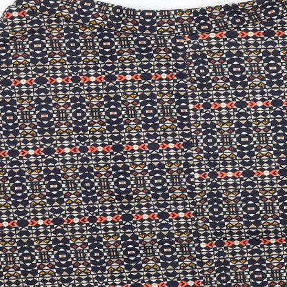H&M Womens Blue Geometric Cotton Skater Skirt Size S