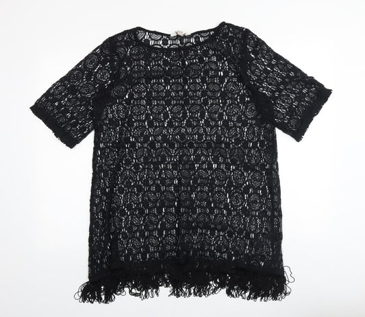Womens UK Size M Dorothy Perkins Black Basic Blouse