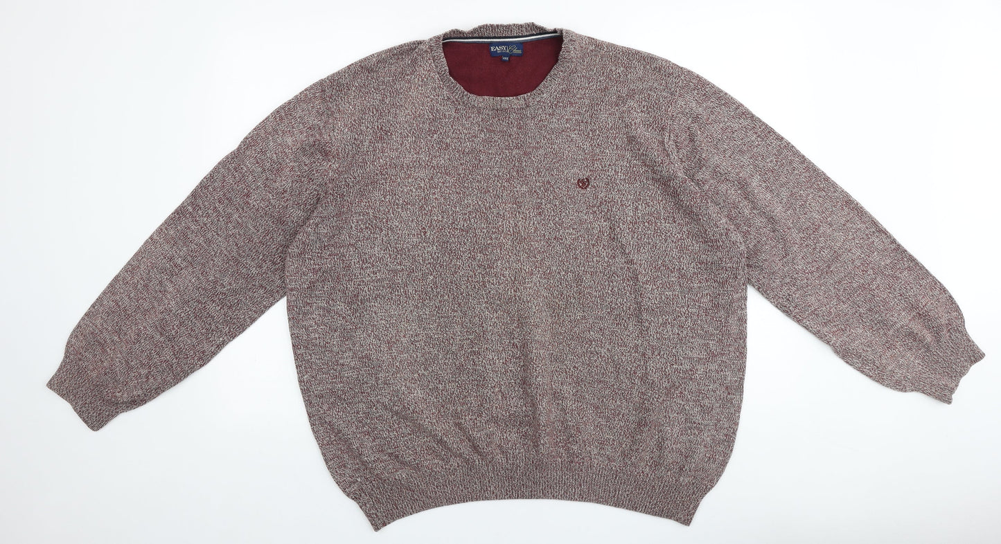 Easy Mens Red Round Neck Acrylic Pullover Jumper Size 2XL