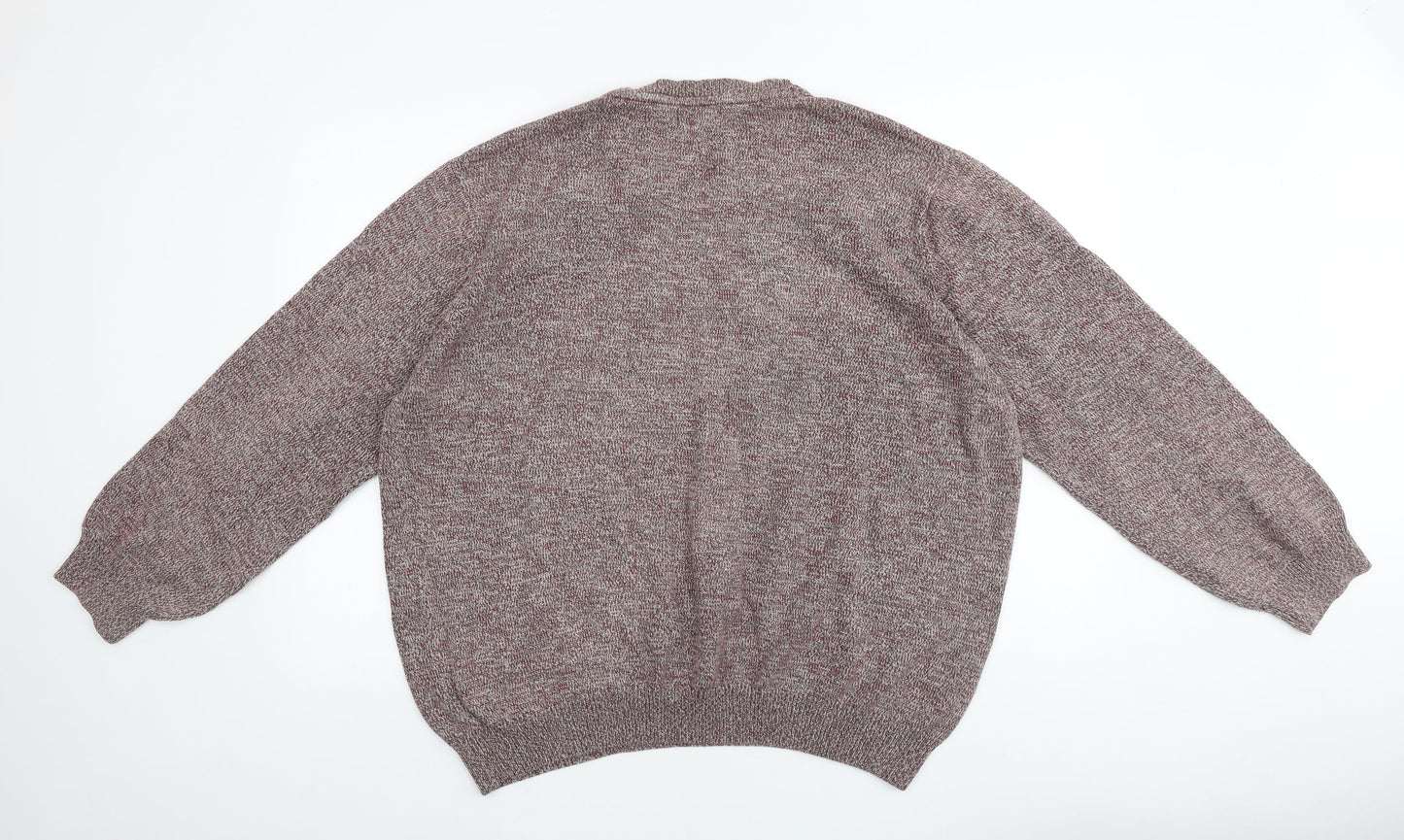 Easy Mens Red Round Neck Acrylic Pullover Jumper Size 2XL