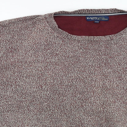 Easy Mens Red Round Neck Acrylic Pullover Jumper Size 2XL