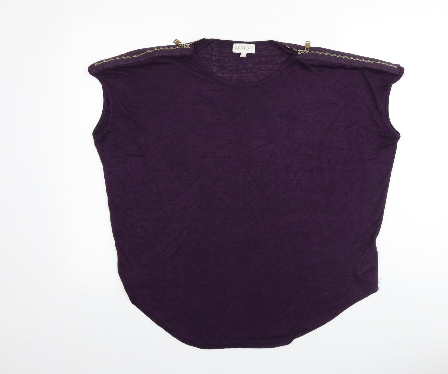 Womens UK Size 12 Apricot Purple Basic T-Shirt