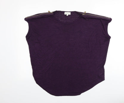 Womens UK Size 12 Apricot Purple Basic T-Shirt