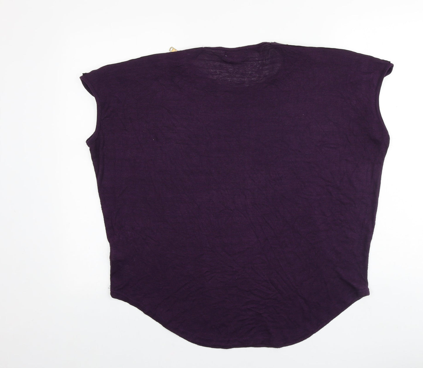 Womens UK Size 12 Apricot Purple Basic T-Shirt