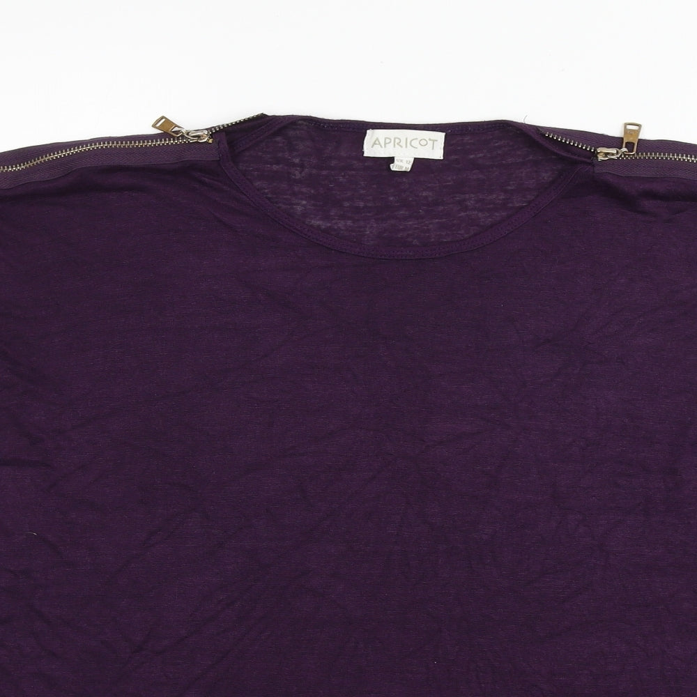 Womens UK Size 12 Apricot Purple Basic T-Shirt