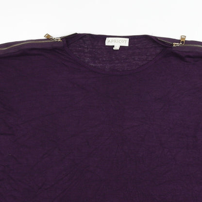 Womens UK Size 12 Apricot Purple Basic T-Shirt