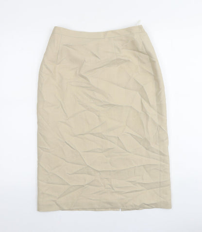 EWM Womens Beige Polyester Straight & Pencil Skirt Size 12 Zip
