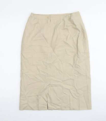 EWM Womens Beige Polyester Straight & Pencil Skirt Size 12 Zip