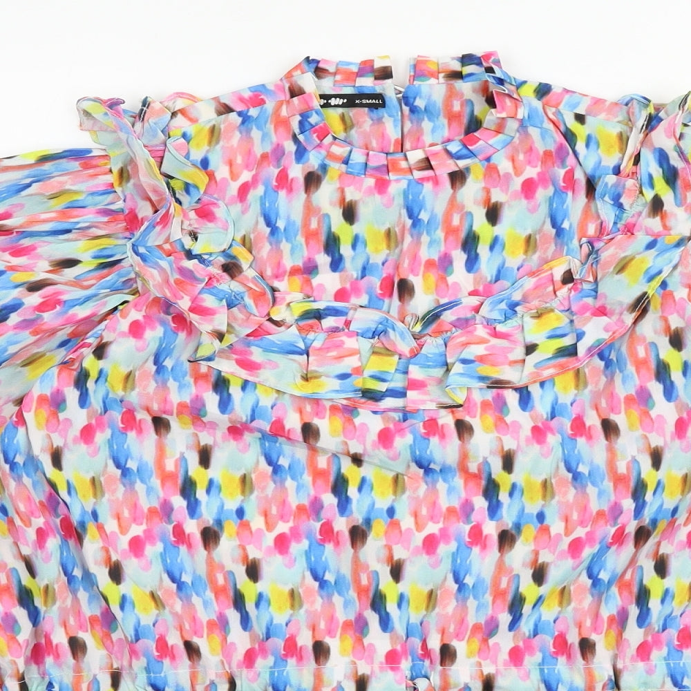 Womens UK Size XS Preworn Multicoloured Basic Blouse