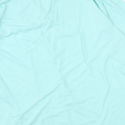 New Model Womens Green Cotton Basic T-Shirt Size L V-Neck