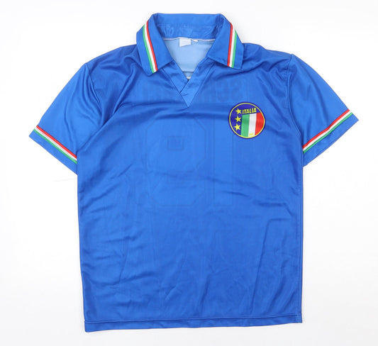 Preworn Mens Blue Polyester Polo Size S Collared Pullover