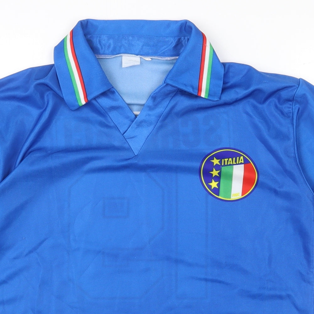 Preworn Mens Blue Polyester Polo Size S Collared Pullover