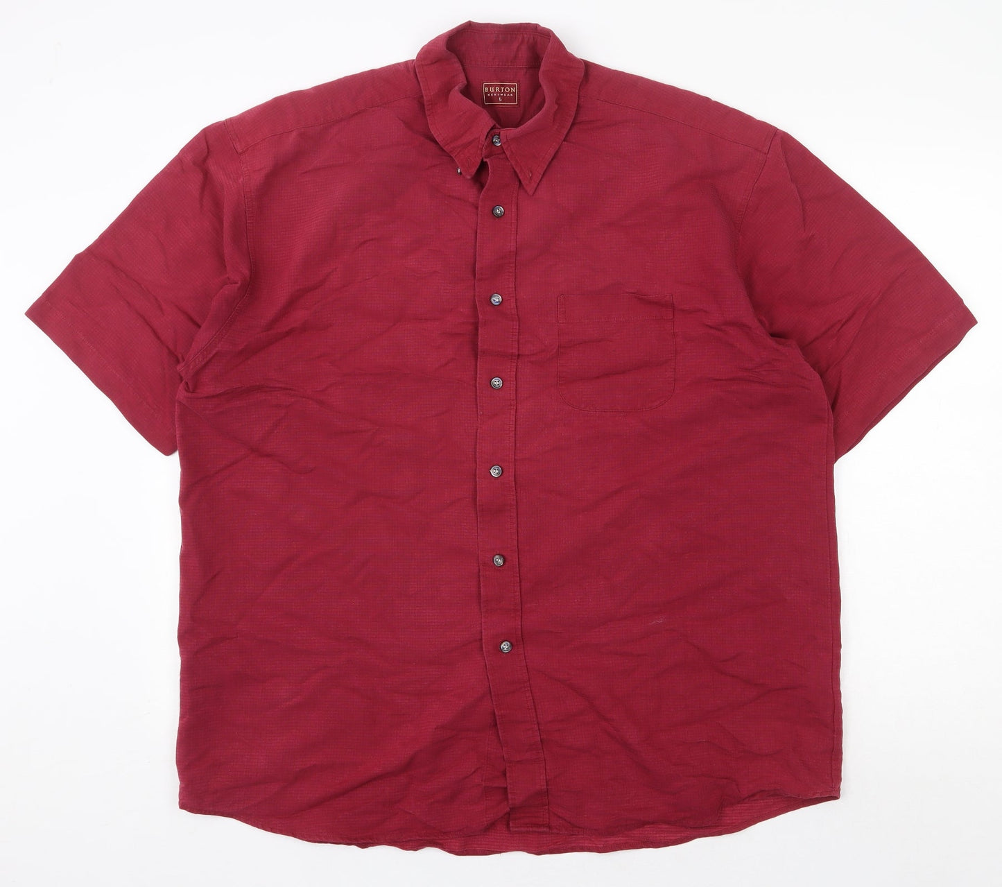 Mens UK Size L Burton Red  Button-Up Short Sleeve Casual Shirt