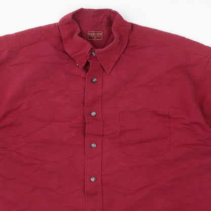 Mens UK Size L Burton Red  Button-Up Short Sleeve Casual Shirt