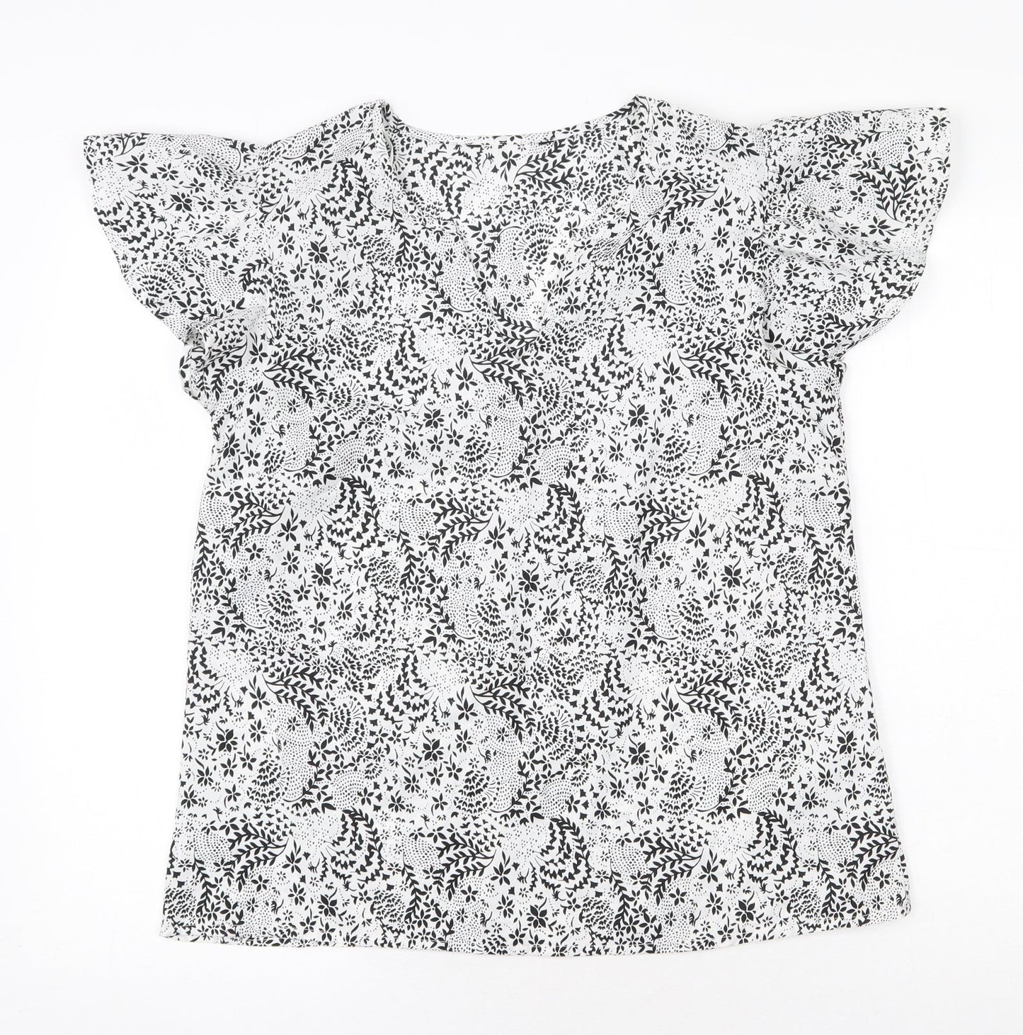 Womens UK Size 10 Peacocks White Basic T-Shirt