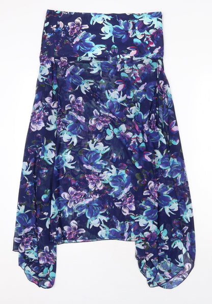 Bonmarché Womens Blue Floral Nylon Tank Dress Size M Off the Shoulder Pullover