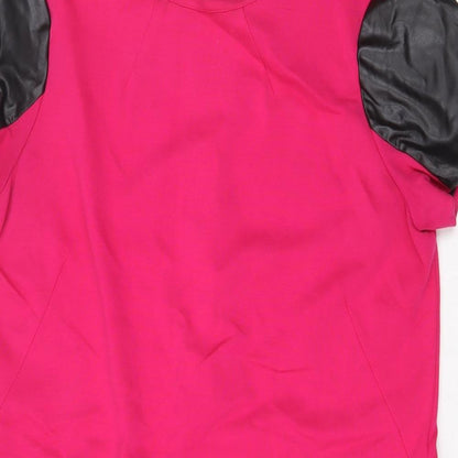 Autograph Womens Pink Colourblock Viscose A-Line Size 14 Round Neck Zip