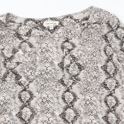 Womens UK Size L Faith and Joy Beige Basic Blouse