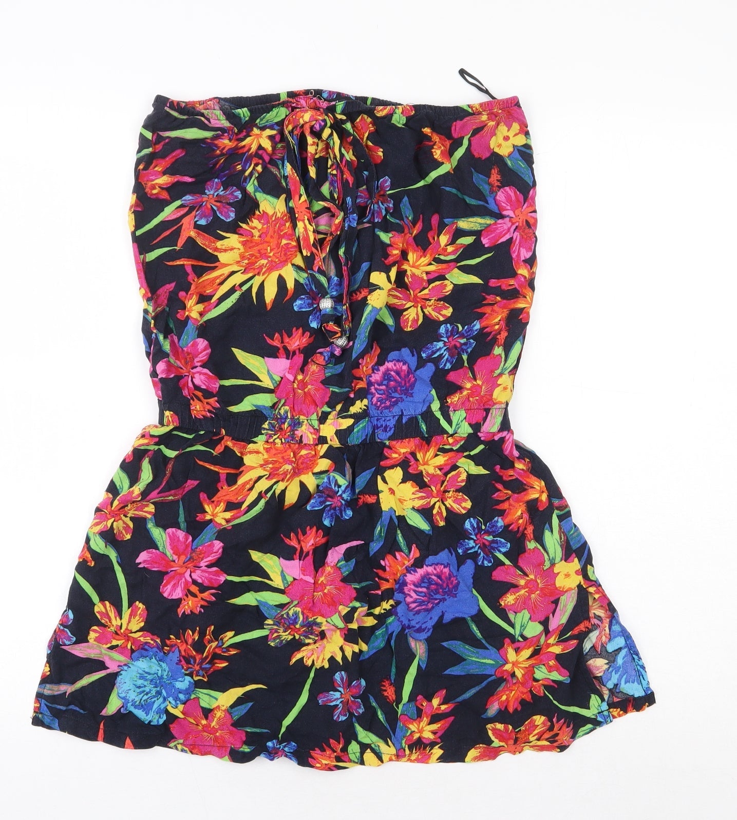 George Womens Multicoloured Floral Viscose Mini Size 10 Off the Shoulder Tie