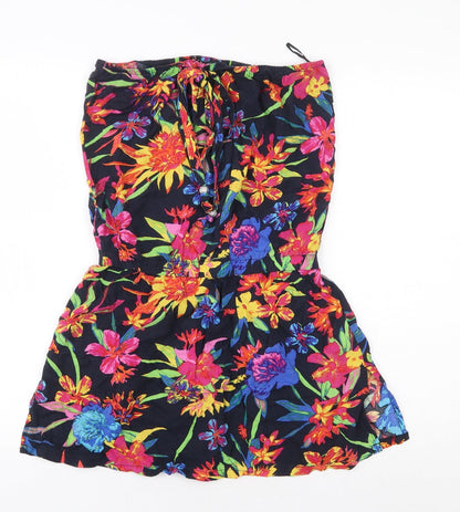 George Womens Multicoloured Floral Viscose Mini Size 10 Off the Shoulder Tie