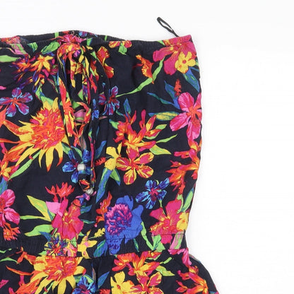 George Womens Multicoloured Floral Viscose Mini Size 10 Off the Shoulder Tie