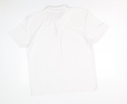 Fruit of the Loom Mens White Polyester Polo Size XL Collared Button