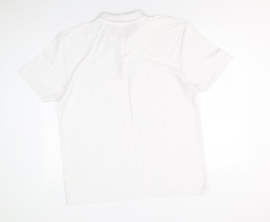 Fruit of the Loom Mens White Polyester Polo Size XL Collared Button