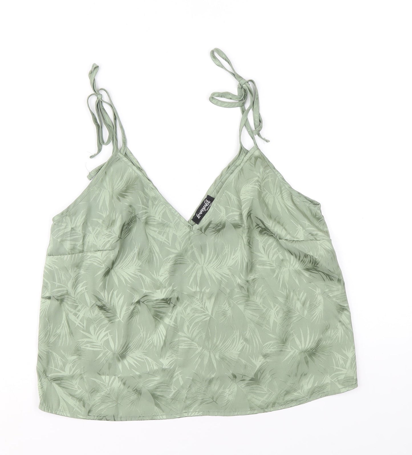 Loungable Womens Green Floral Polyester Camisole Tank Size 10 V-Neck - Leaf Print Tie Strap Detail
