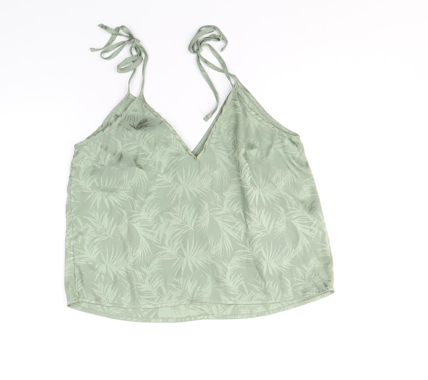 Loungable Womens Green Floral Polyester Camisole Tank Size 10 V-Neck - Leaf Print Tie Strap Detail
