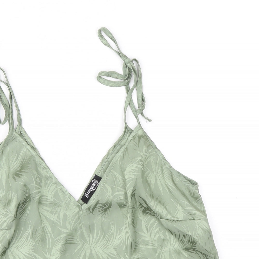 Loungable Womens Green Floral Polyester Camisole Tank Size 10 V-Neck - Leaf Print Tie Strap Detail
