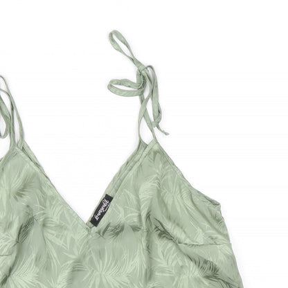 Loungable Womens Green Floral Polyester Camisole Tank Size 10 V-Neck - Leaf Print Tie Strap Detail