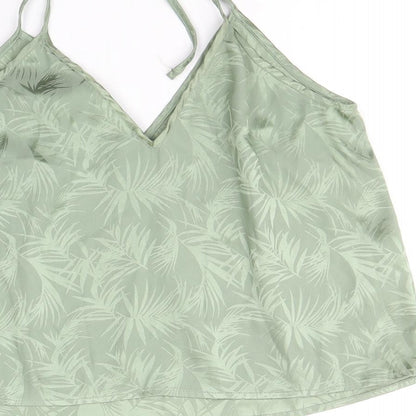 Loungable Womens Green Floral Polyester Camisole Tank Size 10 V-Neck - Leaf Print Tie Strap Detail