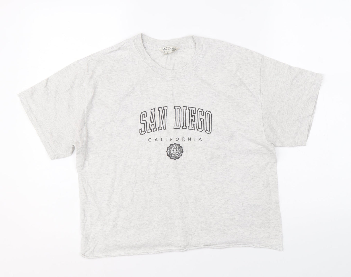 Miss Selfridge Womens Grey Cotton Basic T-Shirt Size M Round Neck