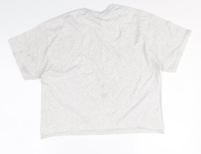 Miss Selfridge Womens Grey Cotton Basic T-Shirt Size M Round Neck