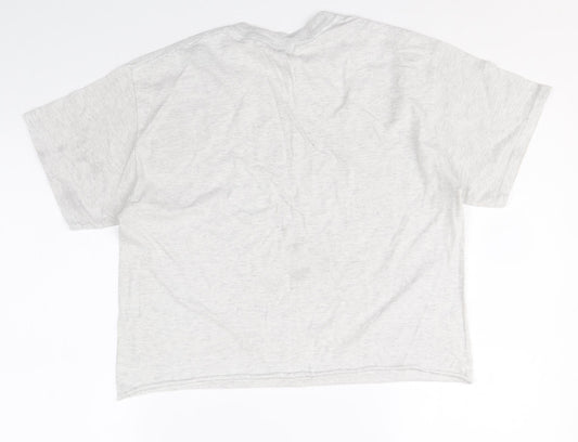 Miss Selfridge Womens Grey Cotton Basic T-Shirt Size M Round Neck