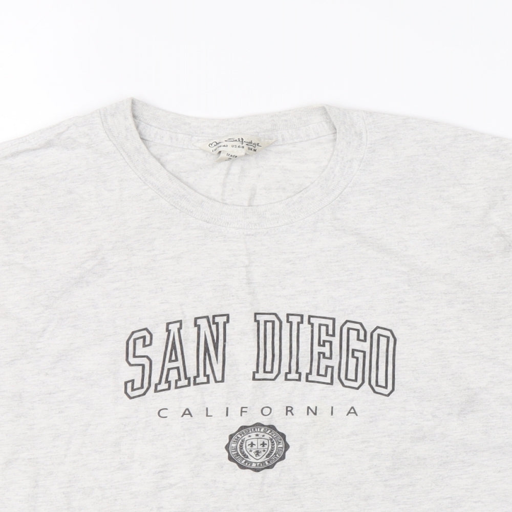 Miss Selfridge Womens Grey Cotton Basic T-Shirt Size M Round Neck