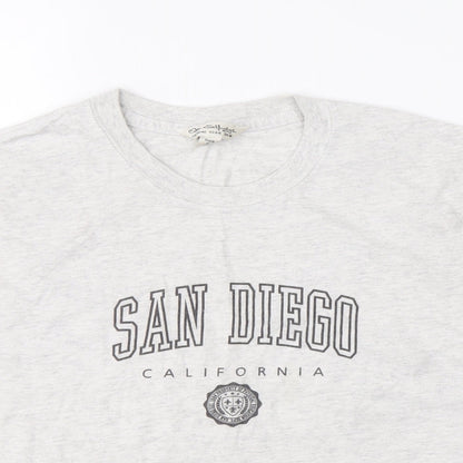 Miss Selfridge Womens Grey Cotton Basic T-Shirt Size M Round Neck