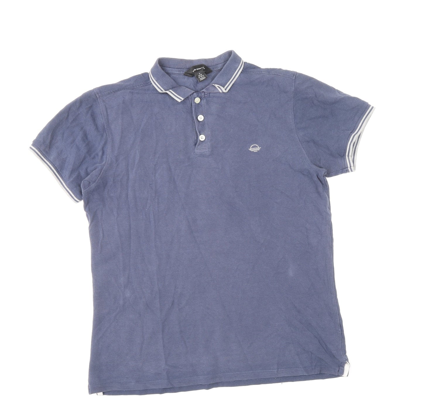 Cedar Wood State Mens Blue Cotton Polo Size M Collared Button