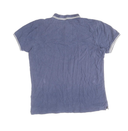 Cedar Wood State Mens Blue Cotton Polo Size M Collared Button