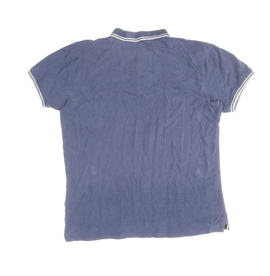 Cedar Wood State Mens Blue Cotton Polo Size M Collared Button