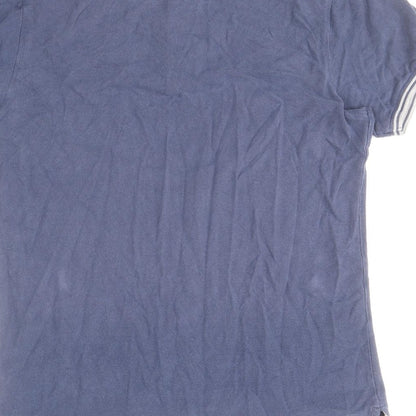 Cedar Wood State Mens Blue Cotton Polo Size M Collared Button