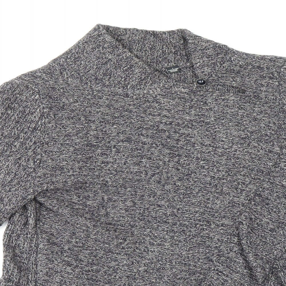 Knitted & Knotted Womens Blue V-Neck Cotton Pullover Jumper Size S
