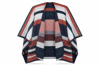 Preworn Womens Multicoloured V-Neck Striped Acrylic Cape Jumper One Size