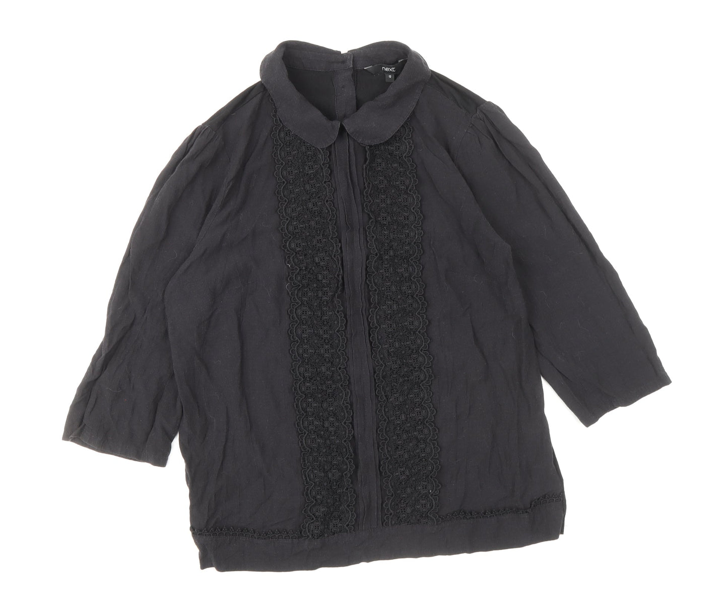 Womens UK Size 12 NEXT Black Basic Button-Up