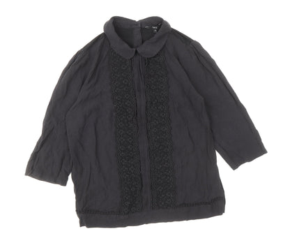 Womens UK Size 12 NEXT Black Basic Button-Up