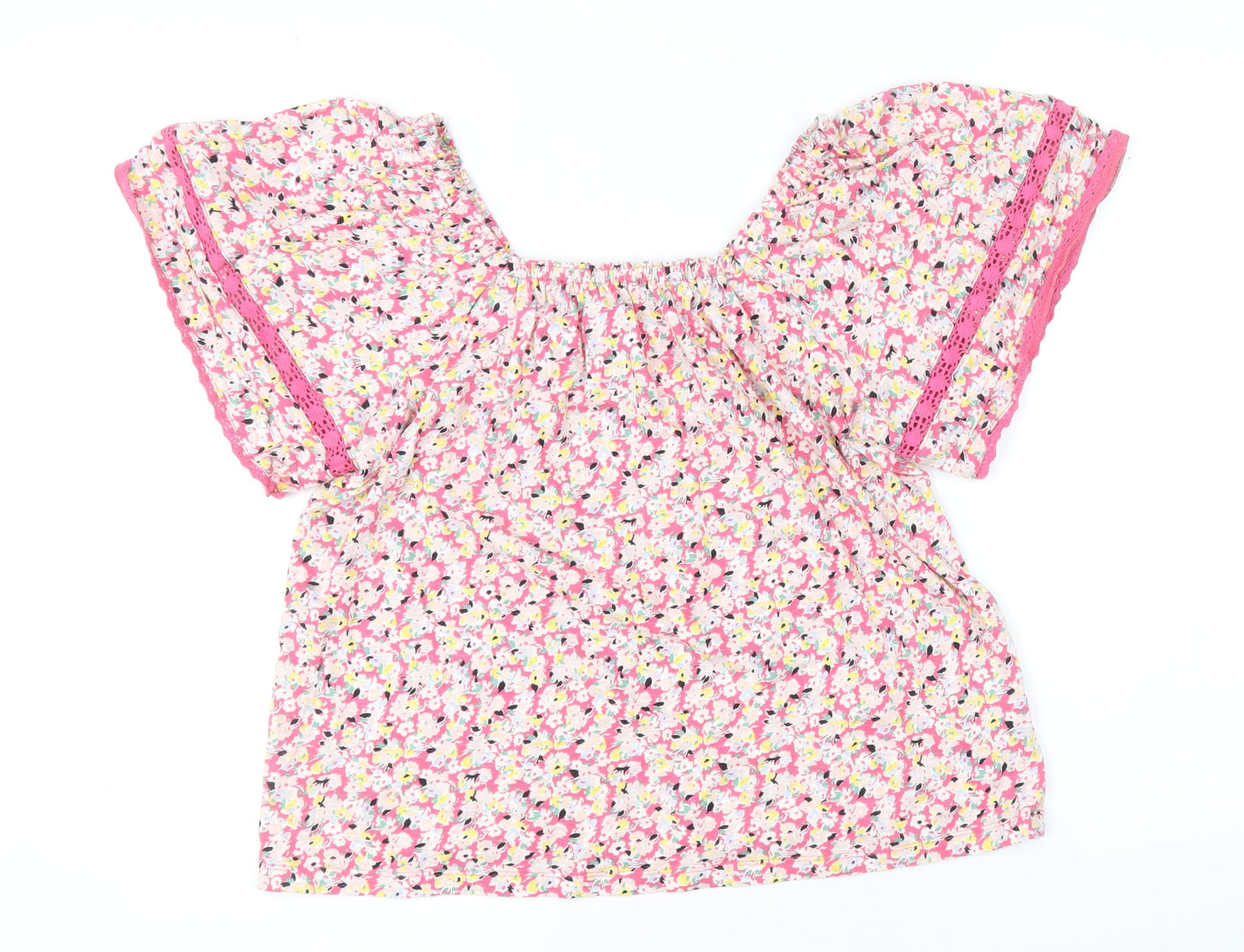 Marks and Spencer Womens Multicoloured Floral 100% Cotton Basic Blouse Size 10 Square Neck