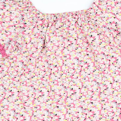 Marks and Spencer Womens Multicoloured Floral 100% Cotton Basic Blouse Size 10 Square Neck